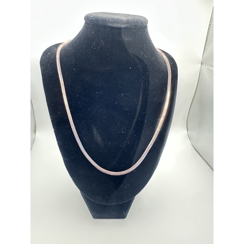 Vintage Italy 925 Sterling Silver Rose Gold Plated Herringbone Chain Necklace